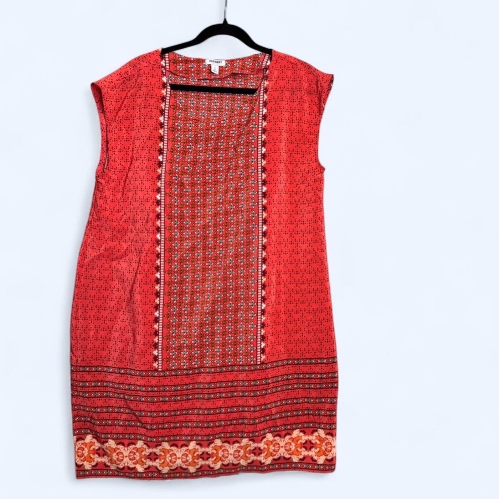Old Navy Sz‎ L Bandana Floral Boho Tunic Shift Dress Sleeveless Summer Festival